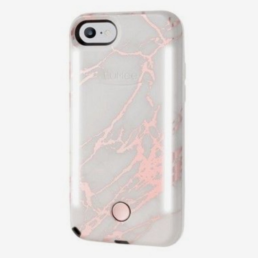 Pink rose gold marble LUMEE light up case NEW